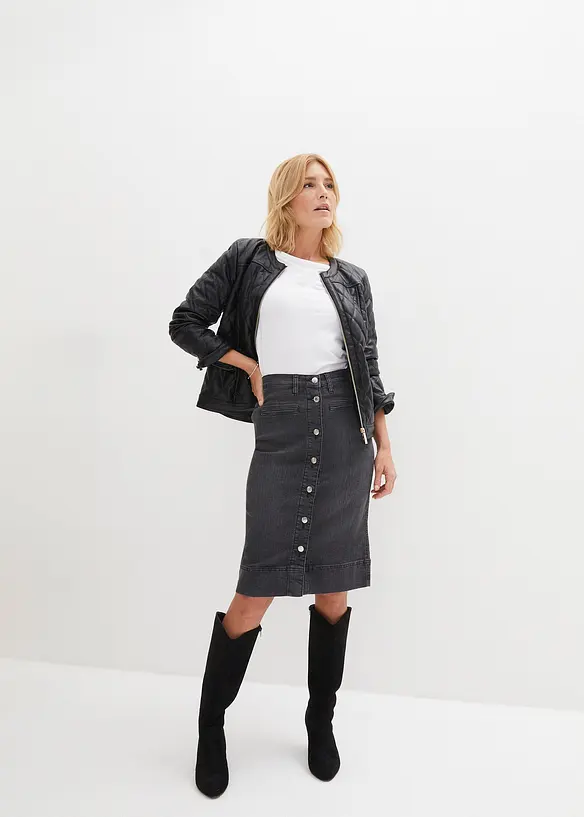 Jeansskj&oslash;rt med dekorknapper, bonprix