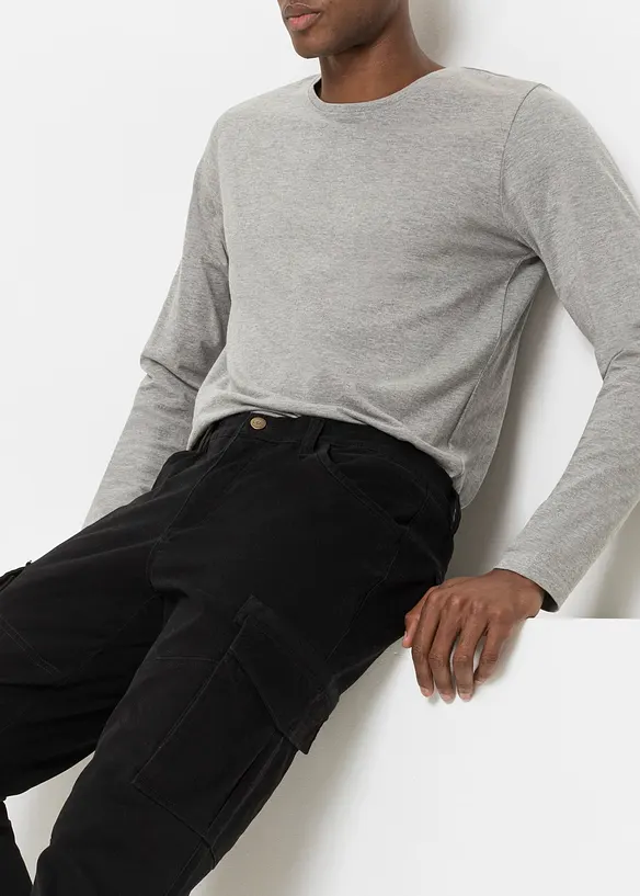 Slim Fit-bukse med stretch og cargolommer, Straight, bonprix