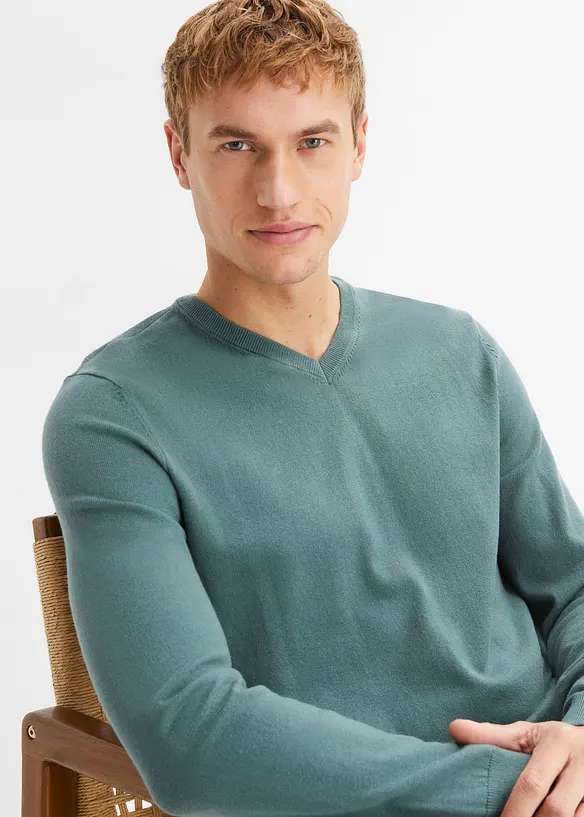 Finstrikket genser i myk bomullsmiks, bonprix