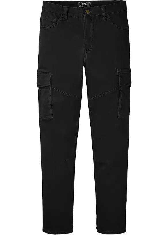 Slim Fit-bukse med stretch og cargolommer, Straight, bonprix