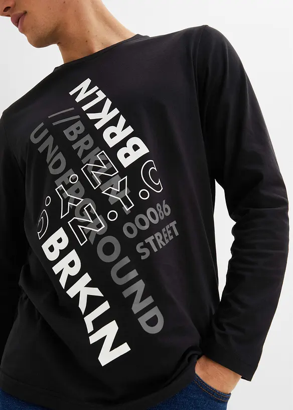 Langermet shirt i 100% &oslash;kologisk bomull, bonprix