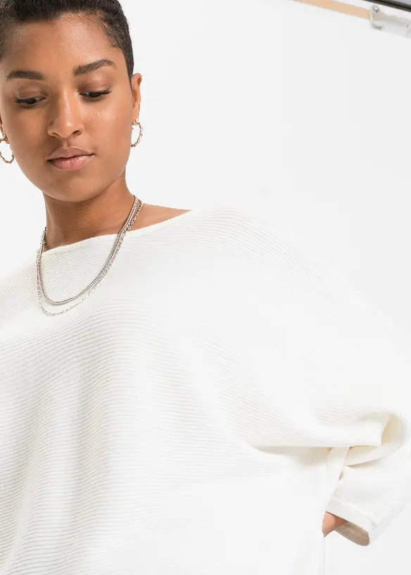 Oversized, ribbestrikket genser i viskosemiks, bonprix