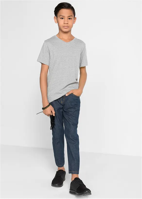 Regular Fit-pull on-bukse i ren bomull, Straight (3-pk), bonprix