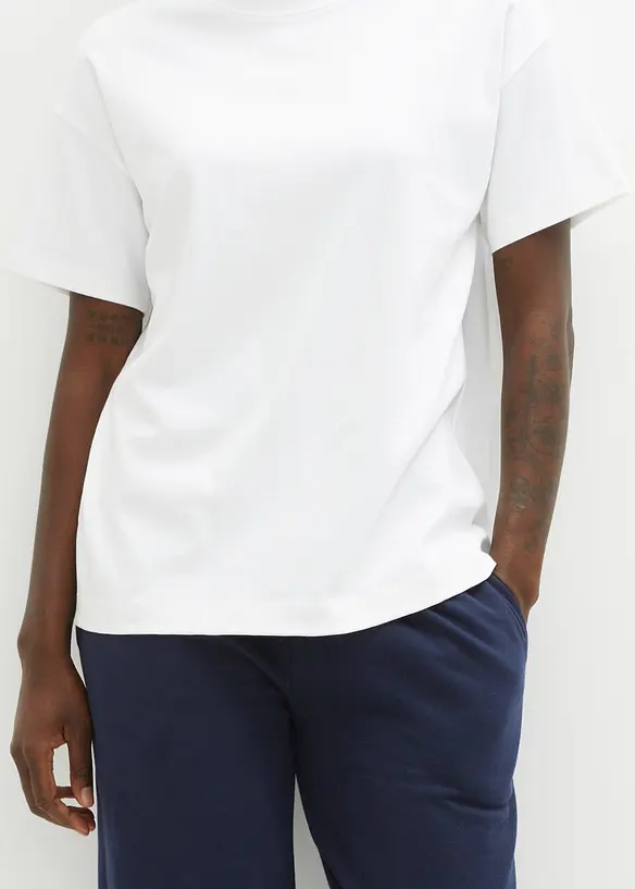 Oversized topp i formstabil økologisk bomull, bonprix