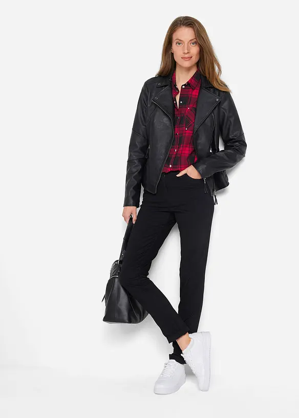 Rutete bluse i 100% bomull, bonprix