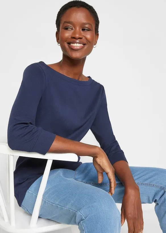 Langermet topp i 100% økologisk bomull, bonprix