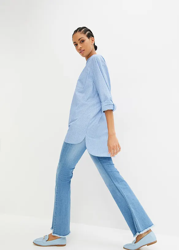 Lang bluse med ermer som kan brettes opp, bonprix