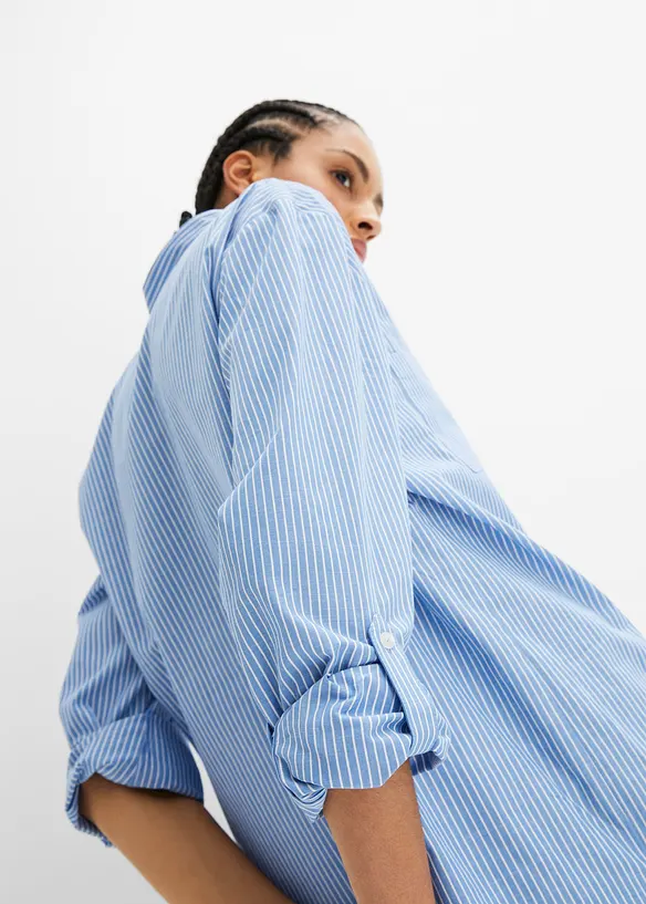 Lang bluse med ermer som kan brettes opp, bonprix