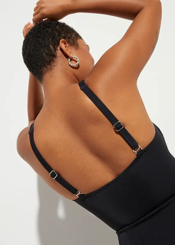 Shape-badekjole med transparent mesh, middels formende, bonprix
