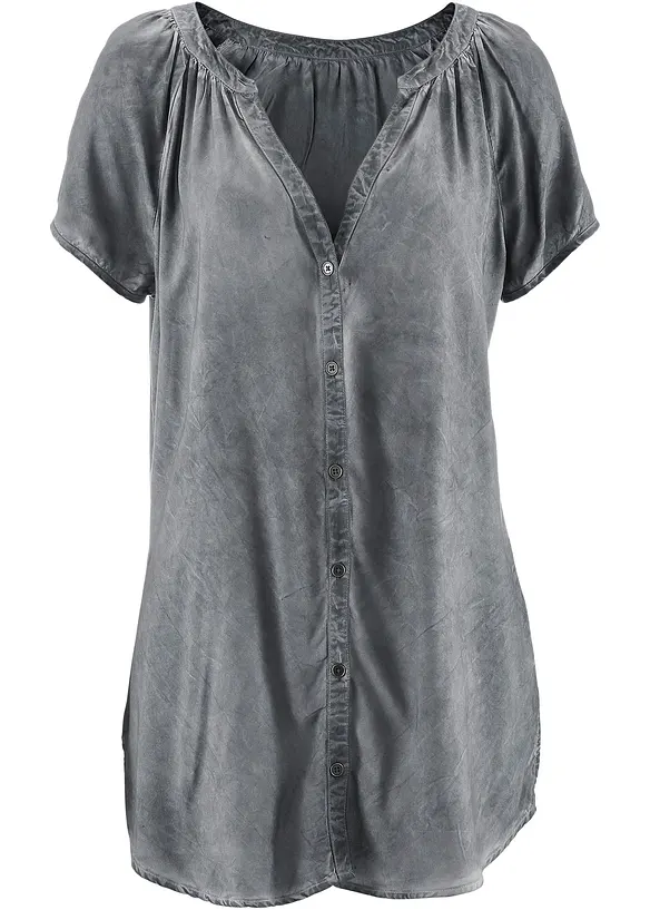 Cold-dyed bluse b&aelig;rekraftig bomull, kort arm, bonprix
