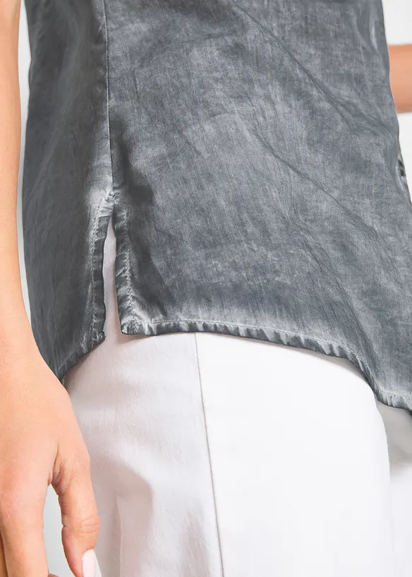 Cold-dyed bluse b&aelig;rekraftig bomull, kort arm, bonprix