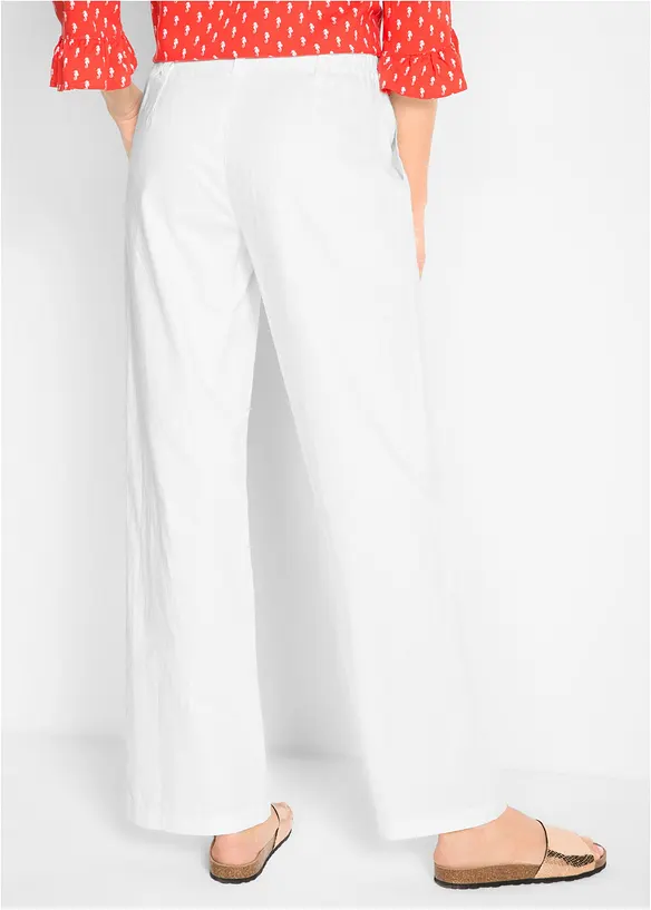 Bukse i vevd lin- og bomullsmiks, bonprix