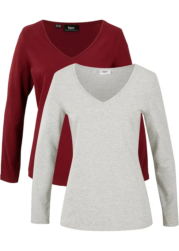 Langermet, figurnær topp (2-pack), bonprix