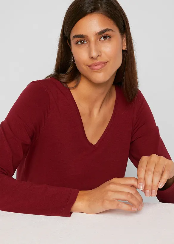 Langermet, figurnær topp (2-pack), bonprix