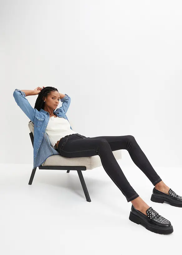 Leggings i denim look av bomullsmiks, bonprix