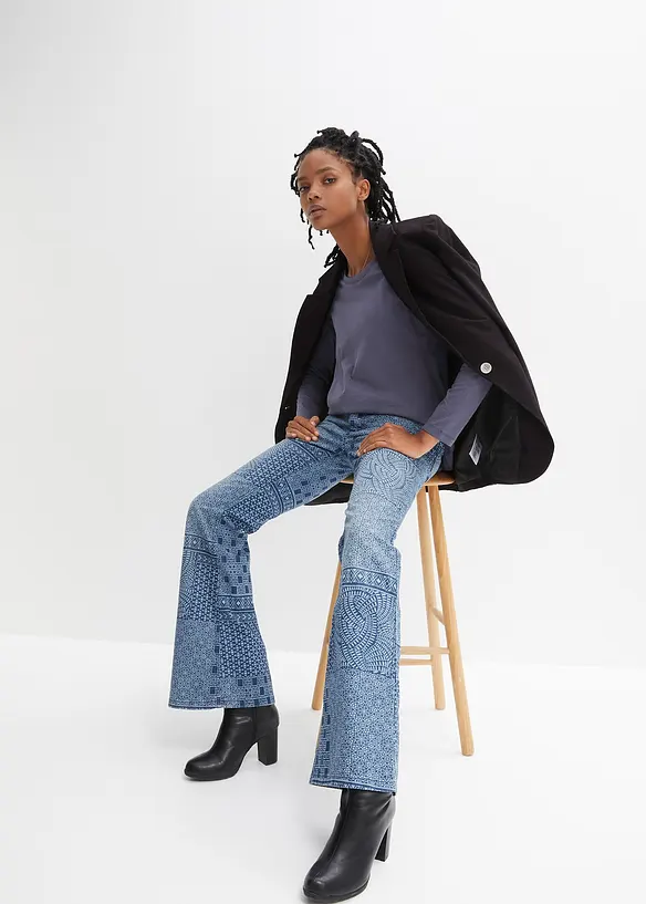 Langermet topp i 100% bomull, bonprix