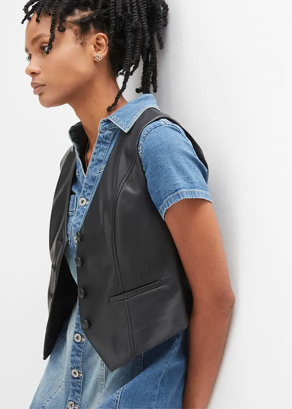 Jeanskjole med knapper, bonprix