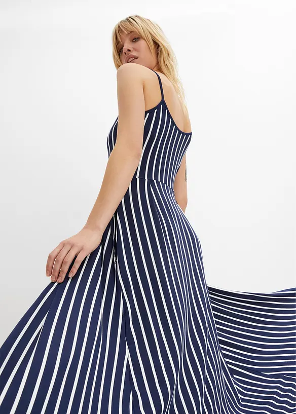 Sommerlig jerseykjole med knappestolpe og striper, bonprix