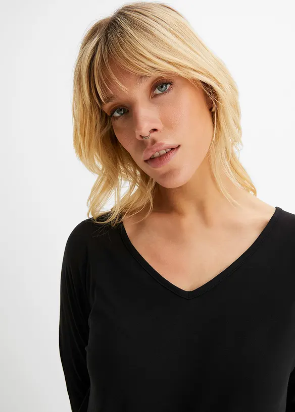 Oversized topp i lett viskose, bonprix