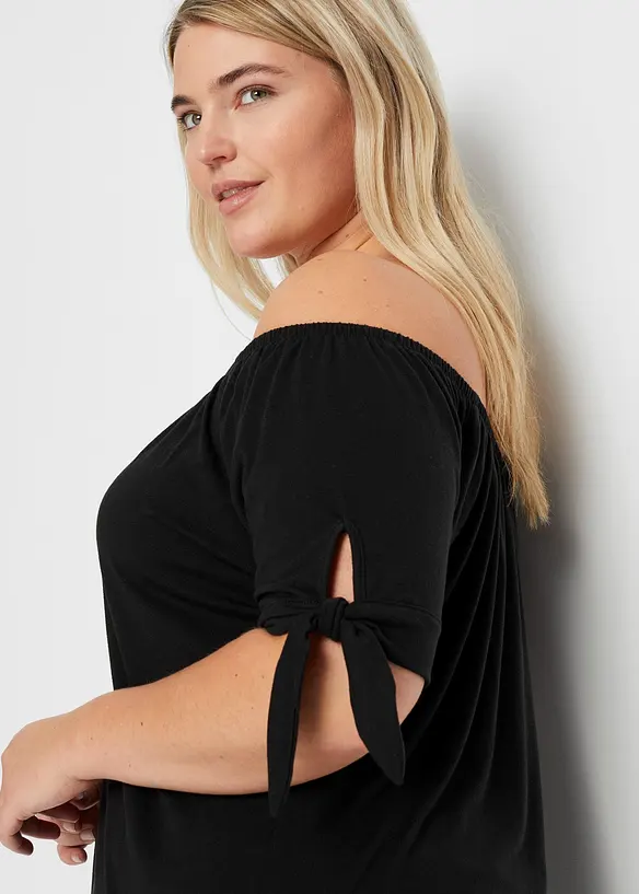 Off shoulder-topp med knyting, bonprix