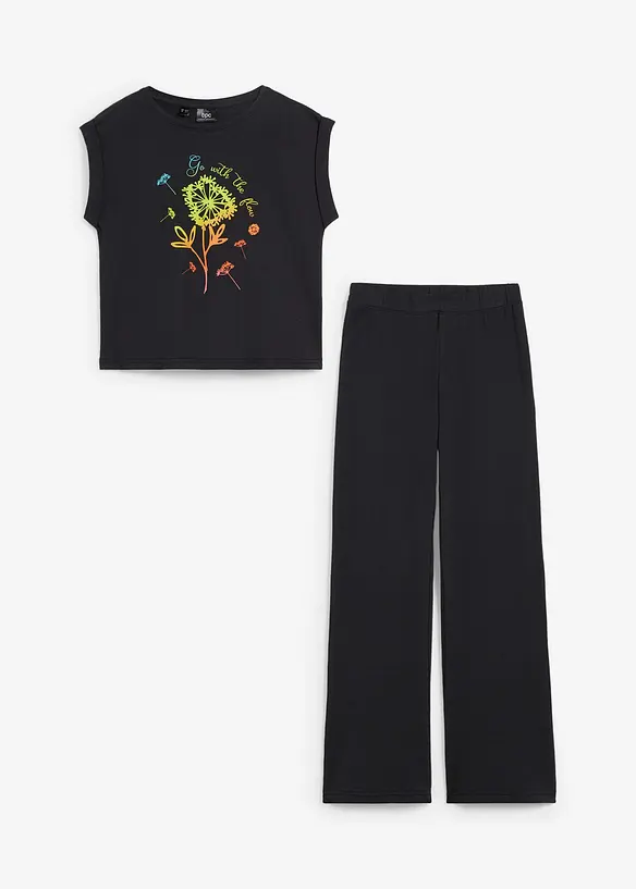 T-shirt + leggings Flared med økologisk bomull til barn (2-delt sett), bonprix