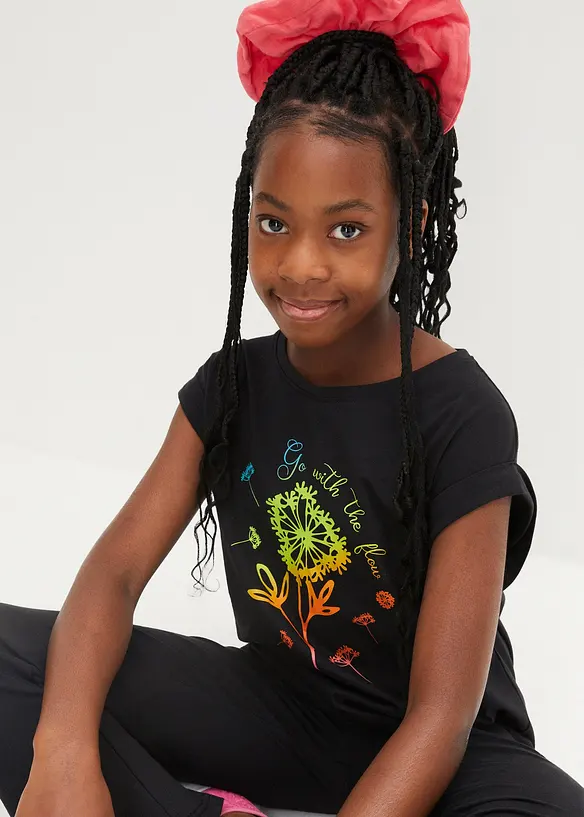 T-shirt + leggings Flared med økologisk bomull til barn (2-delt sett), bonprix