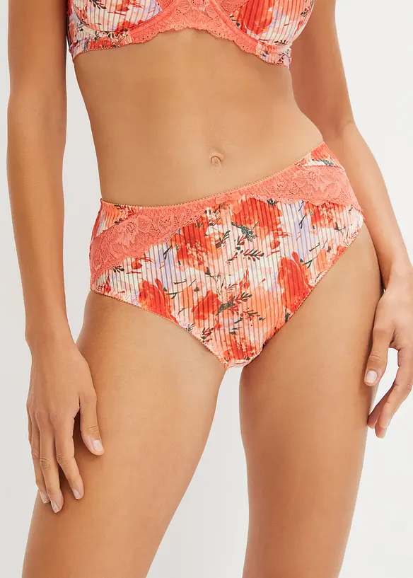 Truse med h&oslash;y midje og blonder, bonprix