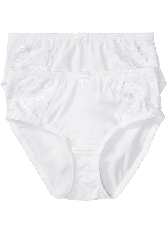 Truse med høy midje og nydelige blonder (2-pack), bonprix