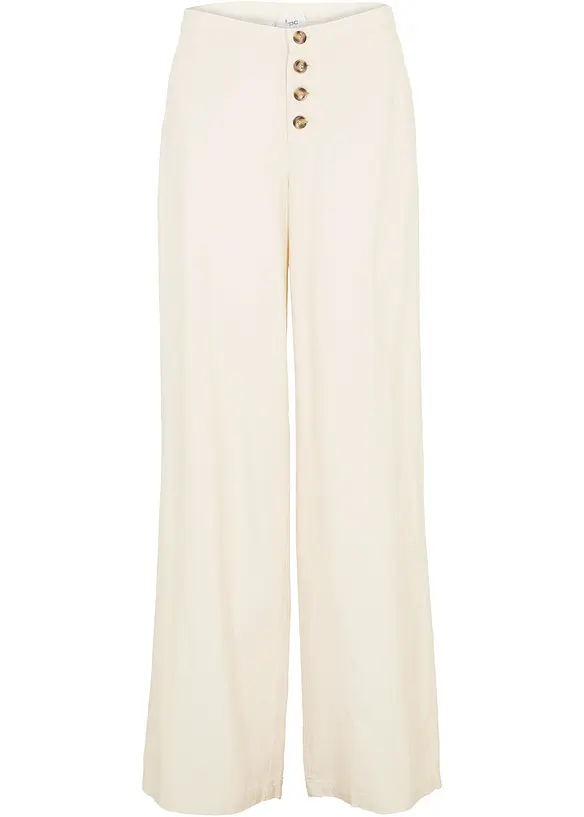 Lang bukse med lin og vide ben, bonprix