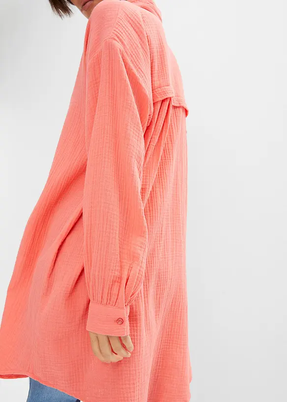 Lang, oversized bluse i musselin, bonprix