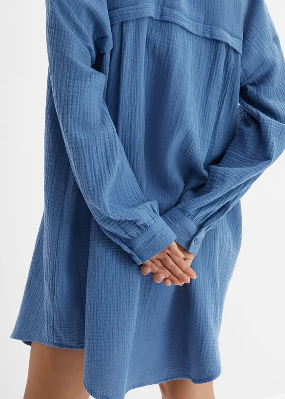 Lang, oversized bluse i musselin, bonprix