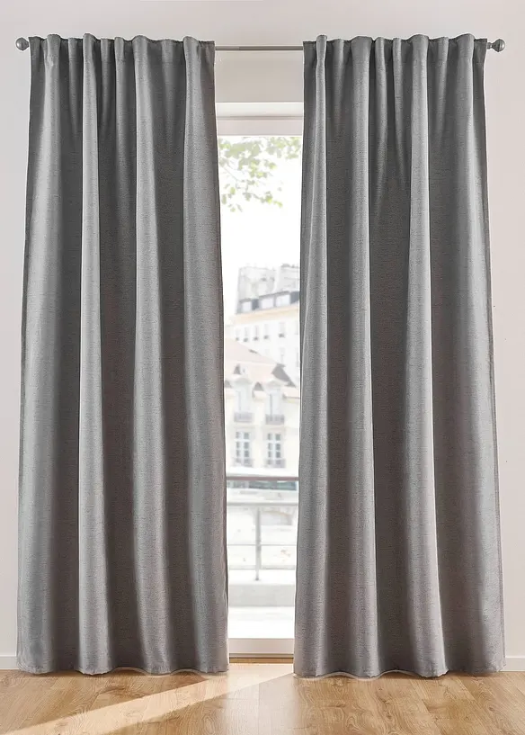 M&oslash;rkleggingsgardin med lett struktur (2-pack), bonprix