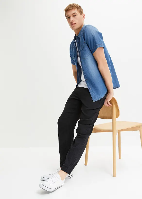 Regular Fit slip-on-bukse i 100% bomull, Tapered, bonprix