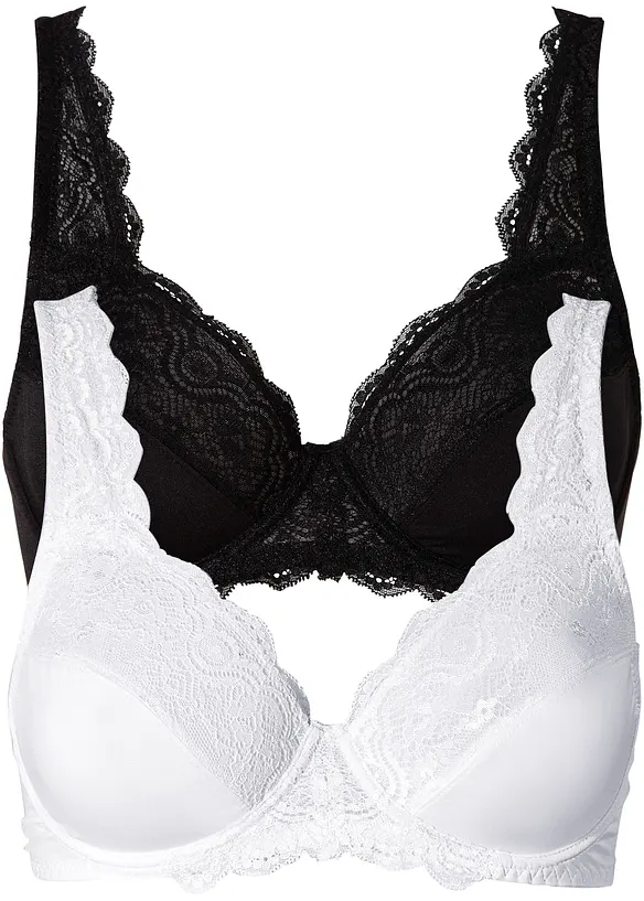 Bøyle-BH med delikate blonder (2-pack), bonprix