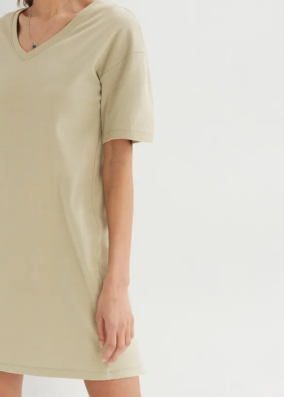 T-shirt kjole med V-utringning, oversized (2-pack), bonprix