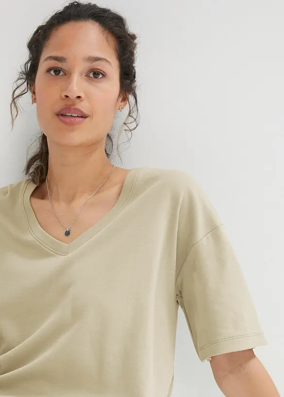 T-shirt kjole med V-utringning, oversized (2-pack), bonprix