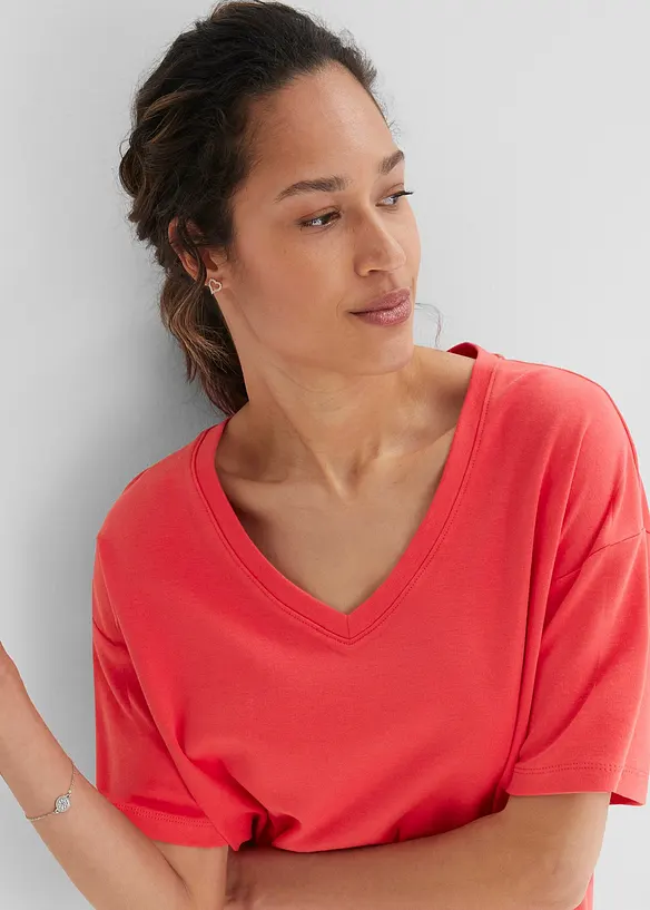 T-shirt kjole med V-utringning, oversized (2-pack), bonprix