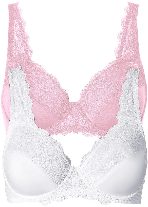 Bøyle-BH med delikate blonder (2-pack), bonprix