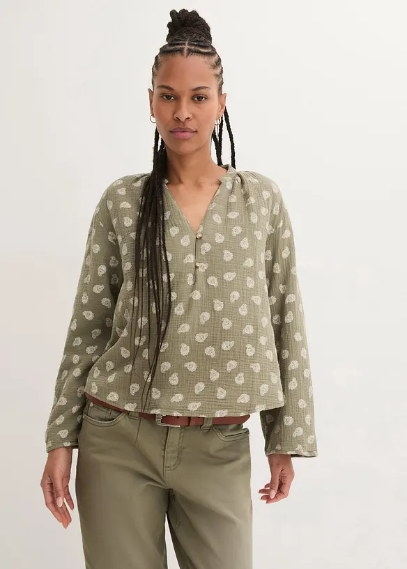 Oversized bluse i lett musselin, bonprix