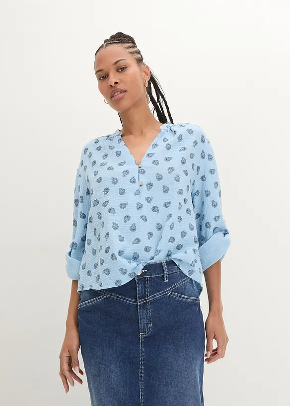 Oversized bluse i lett musselin, bonprix