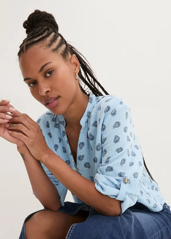 Oversized bluse i lett musselin, bonprix