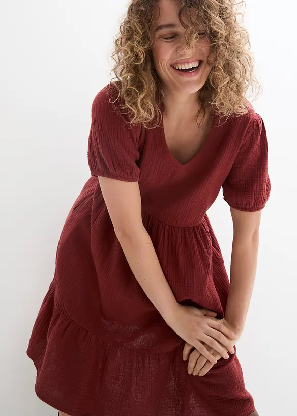 Oversized bomullskjole av musselin, bonprix