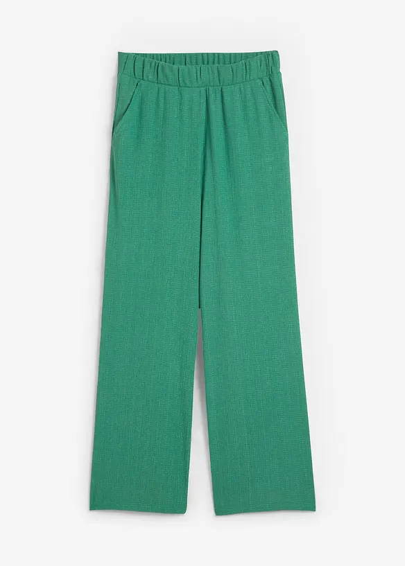 Vid bukse i strukturert jersey, High Waist, bonprix
