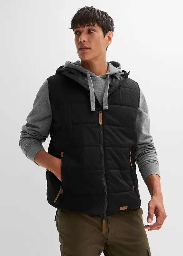 Vattert vest med hette, bonprix