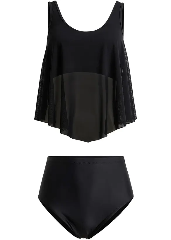 Tankini med transparent mesh (2-delt sett), bonprix