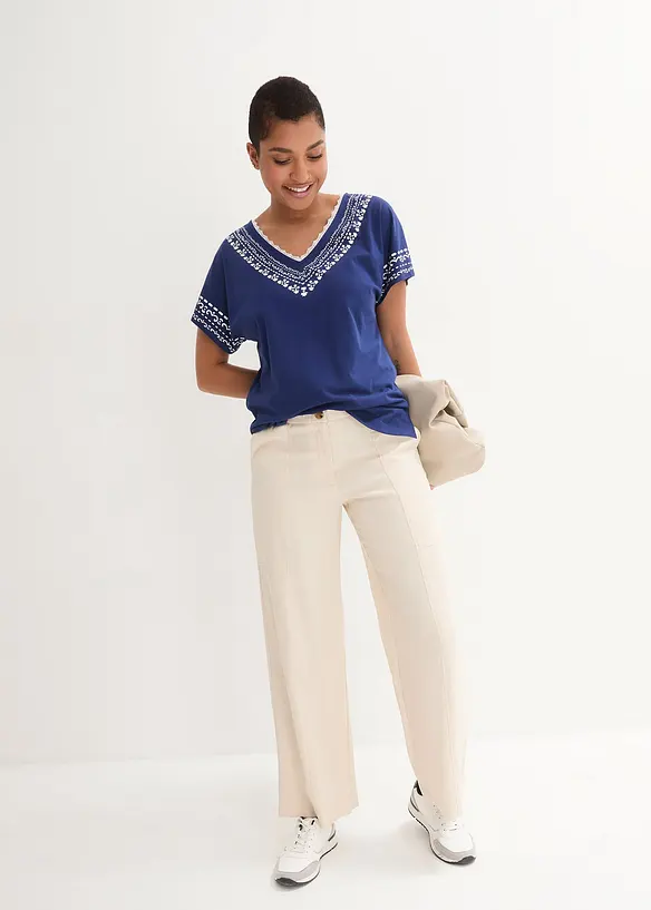 Dam T-shirt Broderad Ledig Bomull main image 0