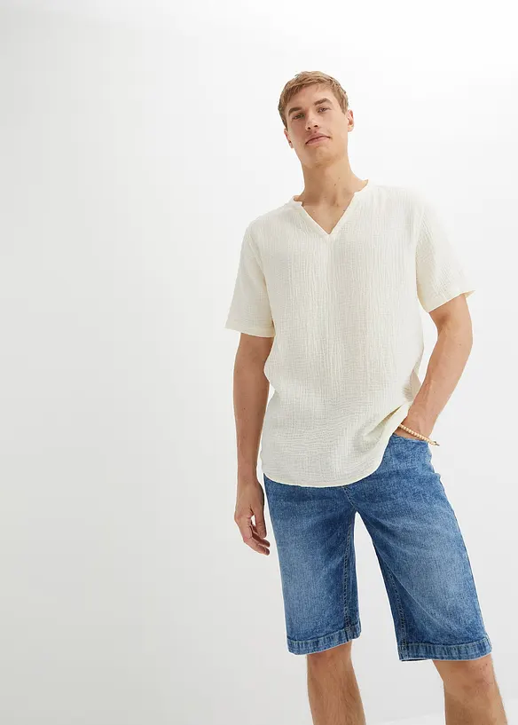 Kortermet skjorte i lett musselin, bonprix