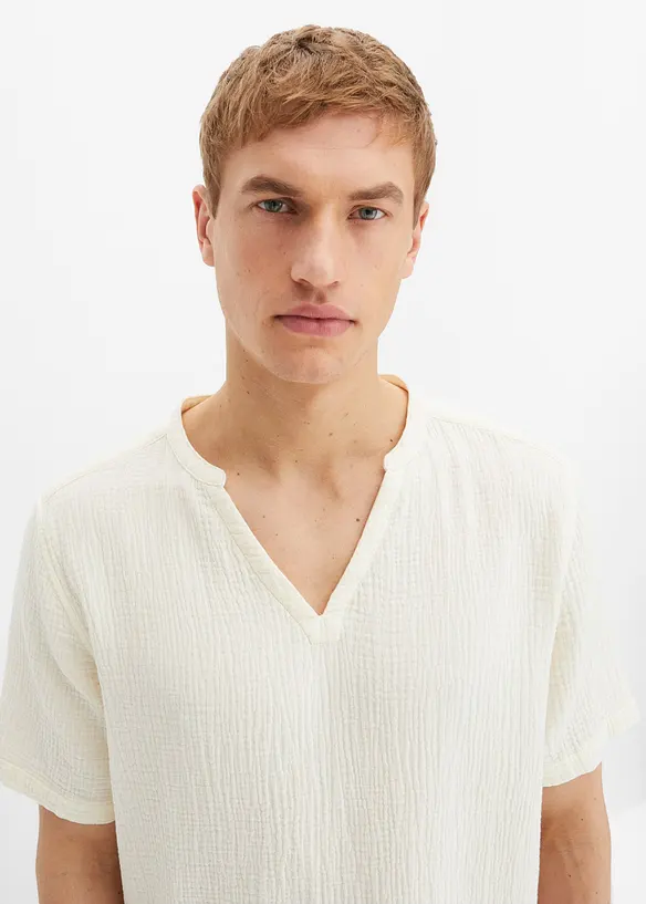 Kortermet skjorte i lett musselin, bonprix