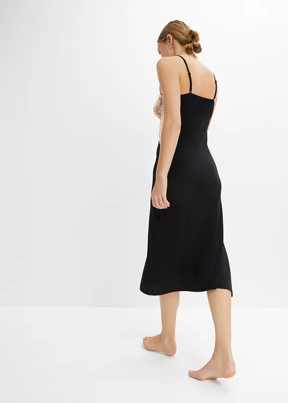 Lang neglisjé i viskose med broderi, bonprix