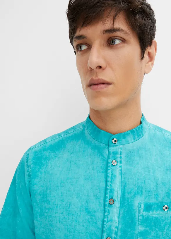 Kortermet skjorte i vasket look, bonprix